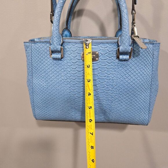 🐢 Michael Kors Kellen Embossed Leather Satchel Crossbody Sky Blue EC - Picture 13 of 17